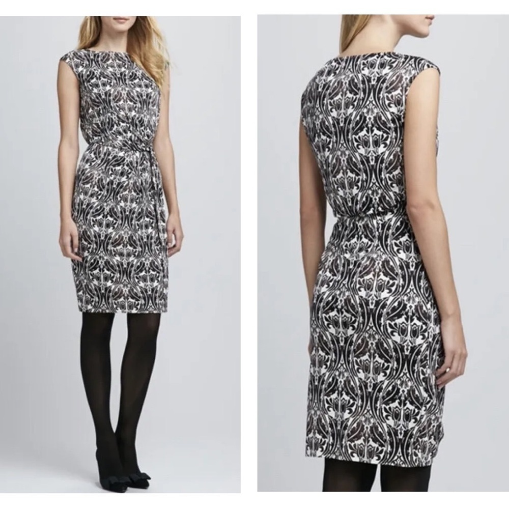 Tory Burch Black and White Sleeveless Sheath Dress